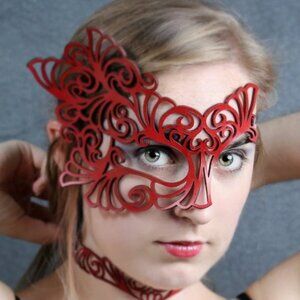 Leather filigree lace half mask